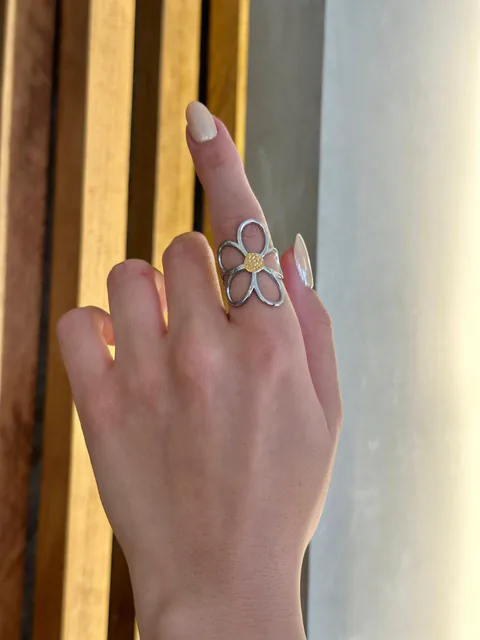 Anillo Margarita Bicolor Calada