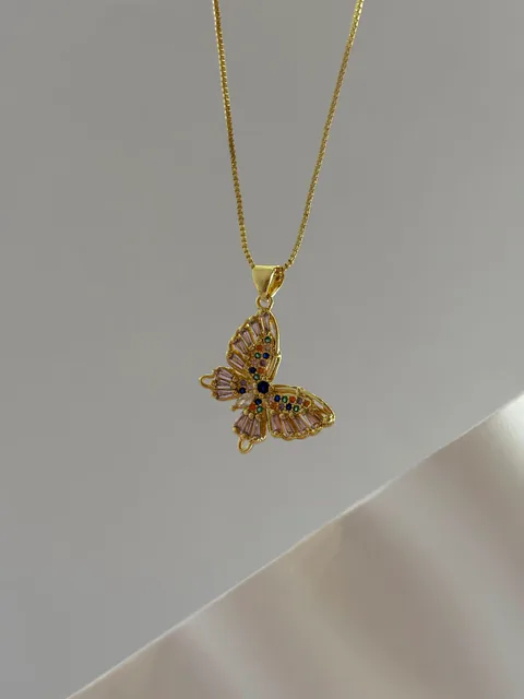 Collar Mariposa Cristales Multicolor